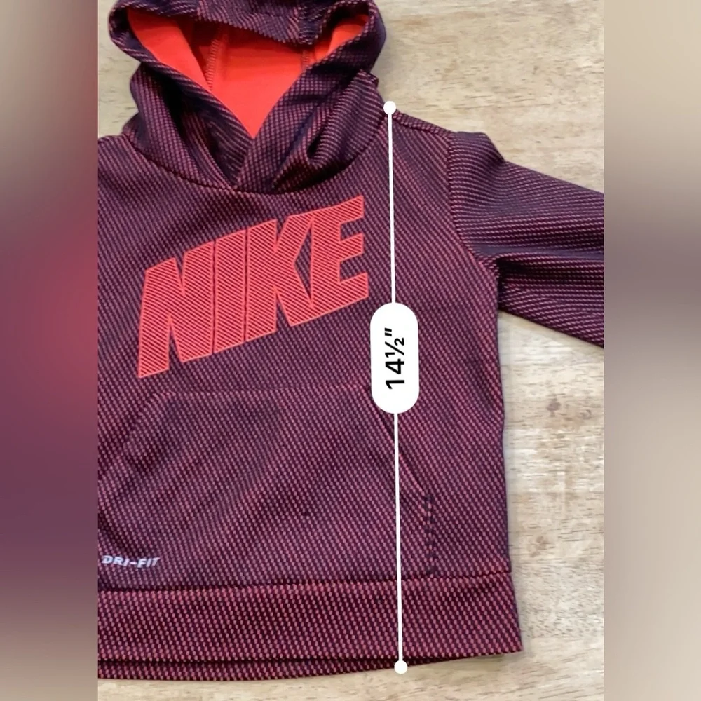 Nike Dri Fit Therma Boy’s 3T Neon Orange/Black Mesh Overlay Poly‎ Hoodie